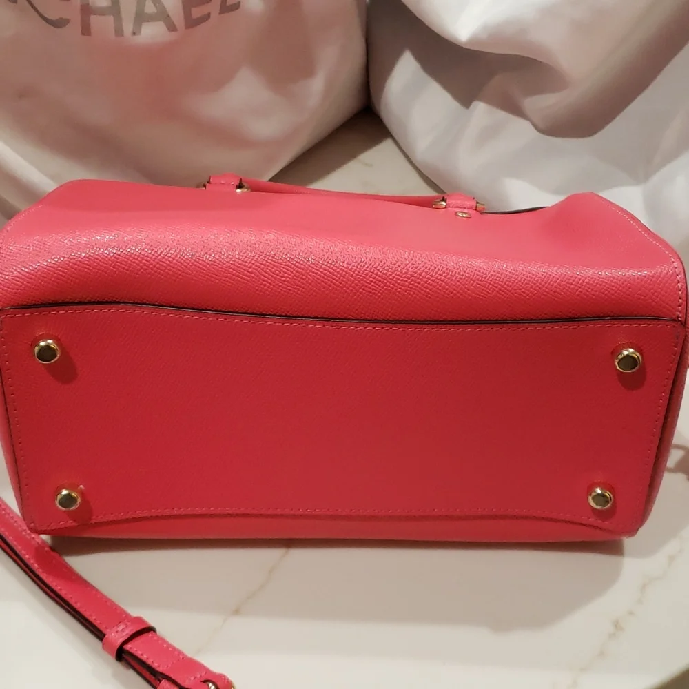 Coach Coral Pink Leather Satchel with Gold Hardware